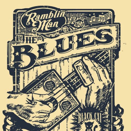 Retro poster design of Ramblin’ Man Fair Blues t shirt 