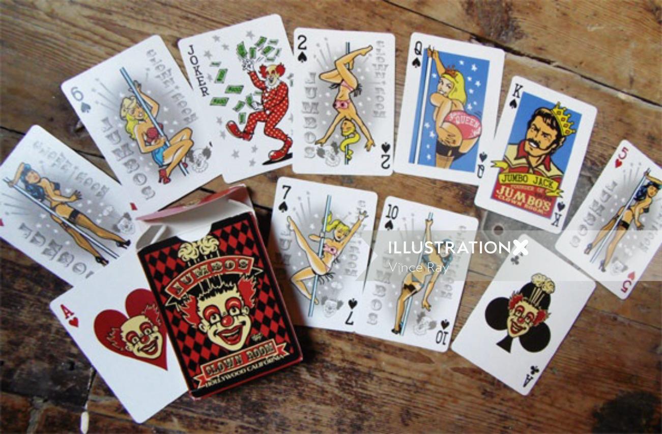 Ilustração pop de cartas de jogar de Vince Ray