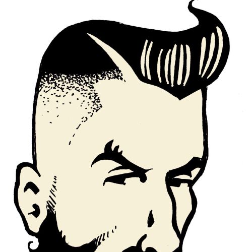 Illustration of a man with a beard and styled hair by Vince Ray