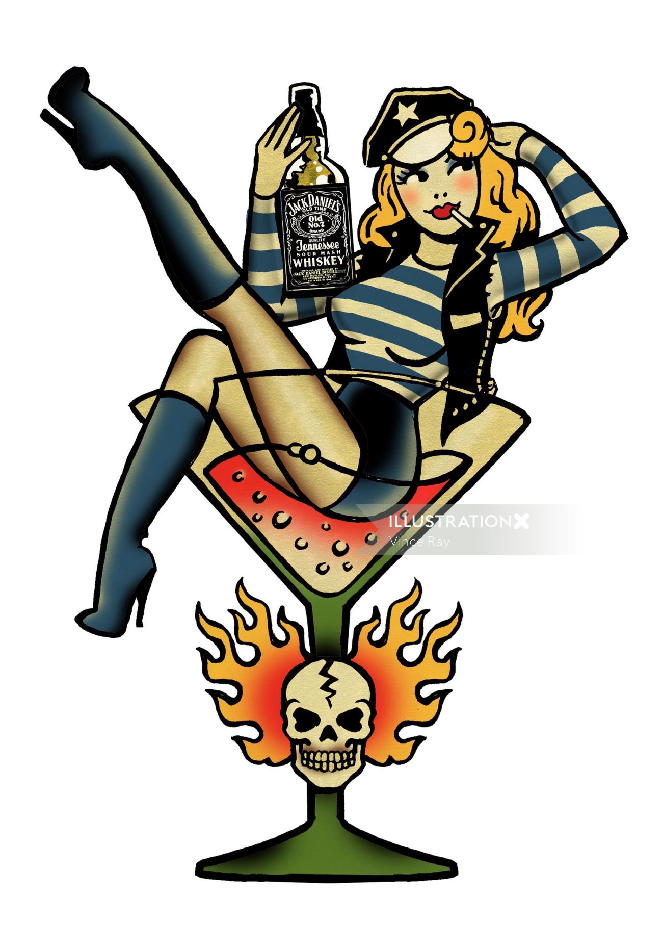Women with Jack Daniels Whisky
