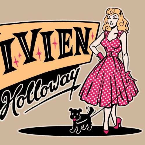 Retro women with Puppy
