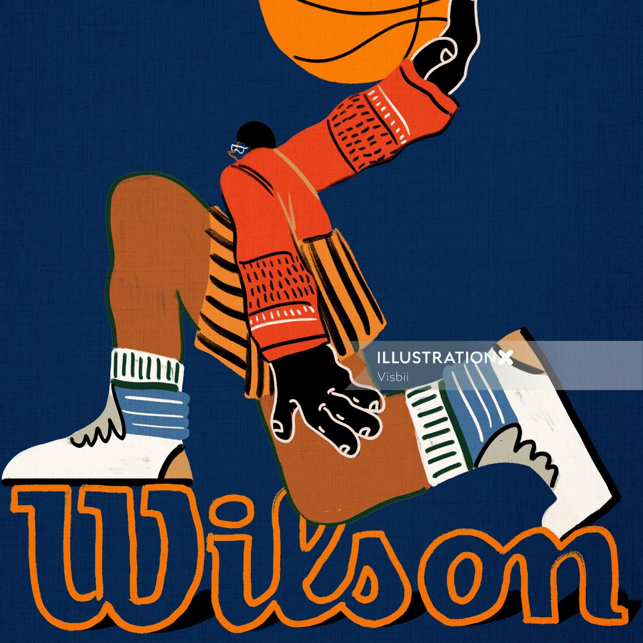 Cartoon illustration of Wilson Chandler, American basketball player