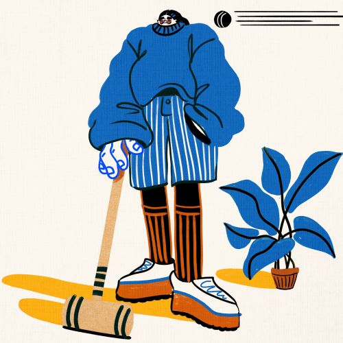 Editorial illustration of woman cleaning floor 