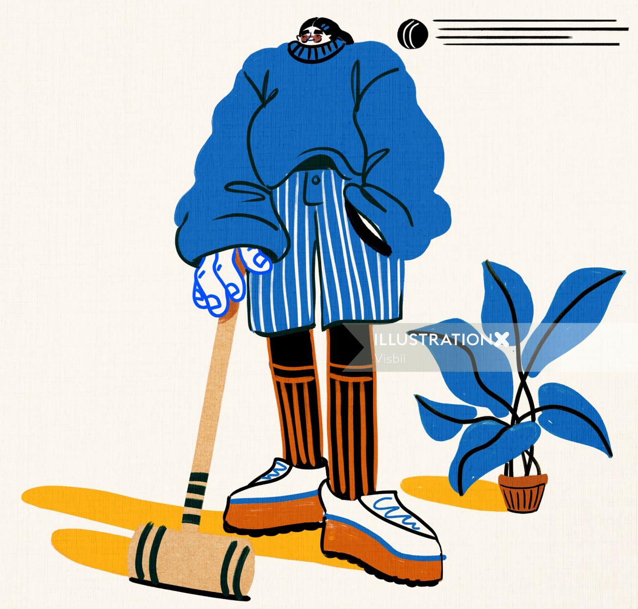 Editorial illustration of woman cleaning floor 