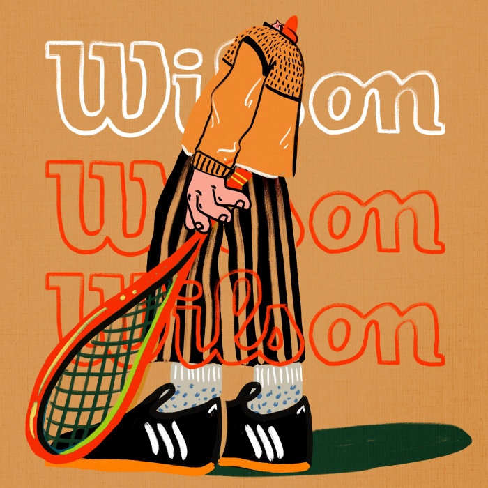 Ilustração publicitária da bola de tênis macia Wilson