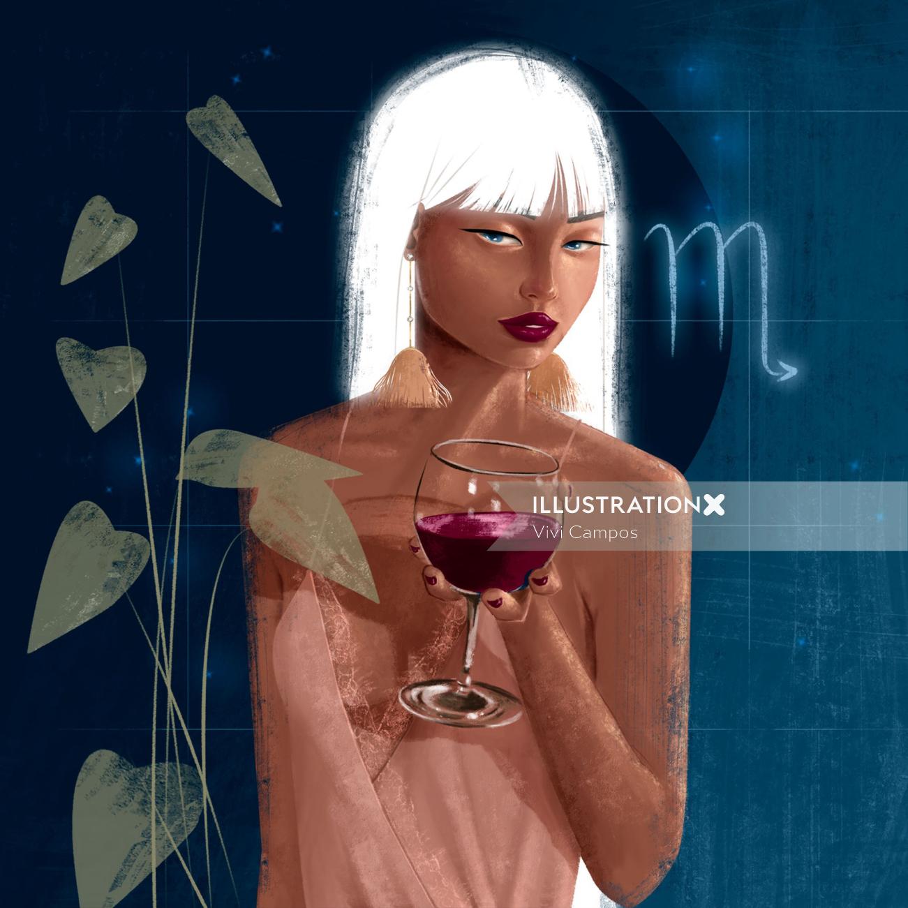 Fashion girl with wine
