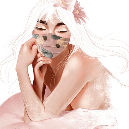 Character design woman with face mask
