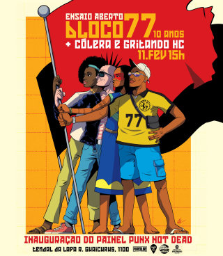 Cartel publicitario del Bloco 77 diseñado por Wagner Loud