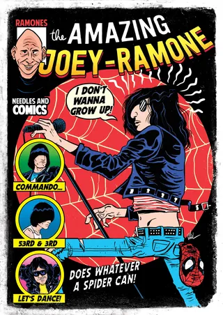 Comic cover featuring Joey Ramone and Spider-Man-themed elements