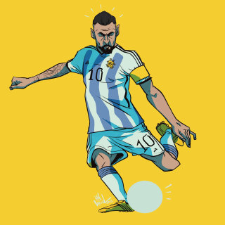 Ilustración del futbolista argentino, Lionel Messi.