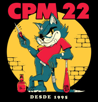 Póster de CPM 22 con arte de mascota
