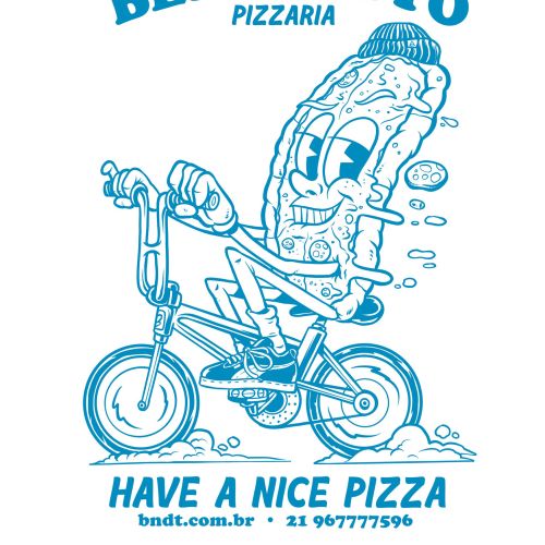Pizza cartoon character poster for Benedetto Pizza