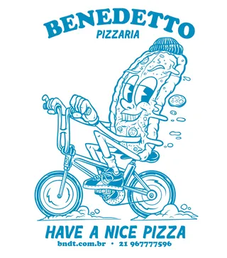 Pizza cartoon character poster for Benedetto Pizza