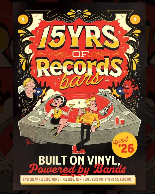 15 Years of Records Bar poster celebrating vinyl music, by Wagner Loud