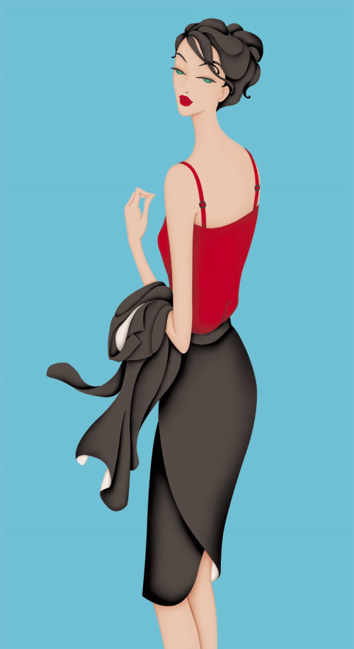 One of Fifteen packaging illustrations for 3M, Scotch Fashion Solutions Range. This illustration - H
