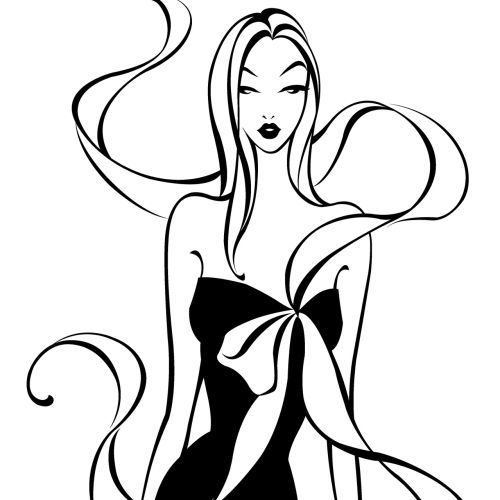Line drawing of a elegant woman