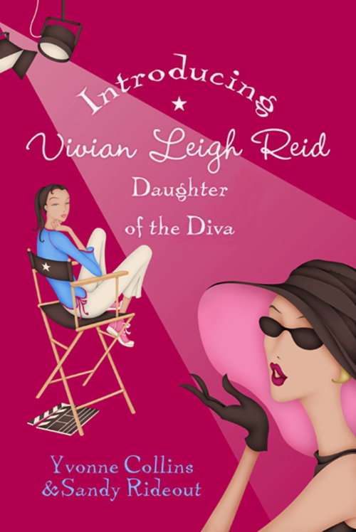 Capa do livro, filha de uma série de Diva, garota sentada na cadeira do diretor, holofotes, badalo de filme, fi