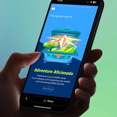 Smartphone screen showing Adventure Aficionado gaming achievement card
