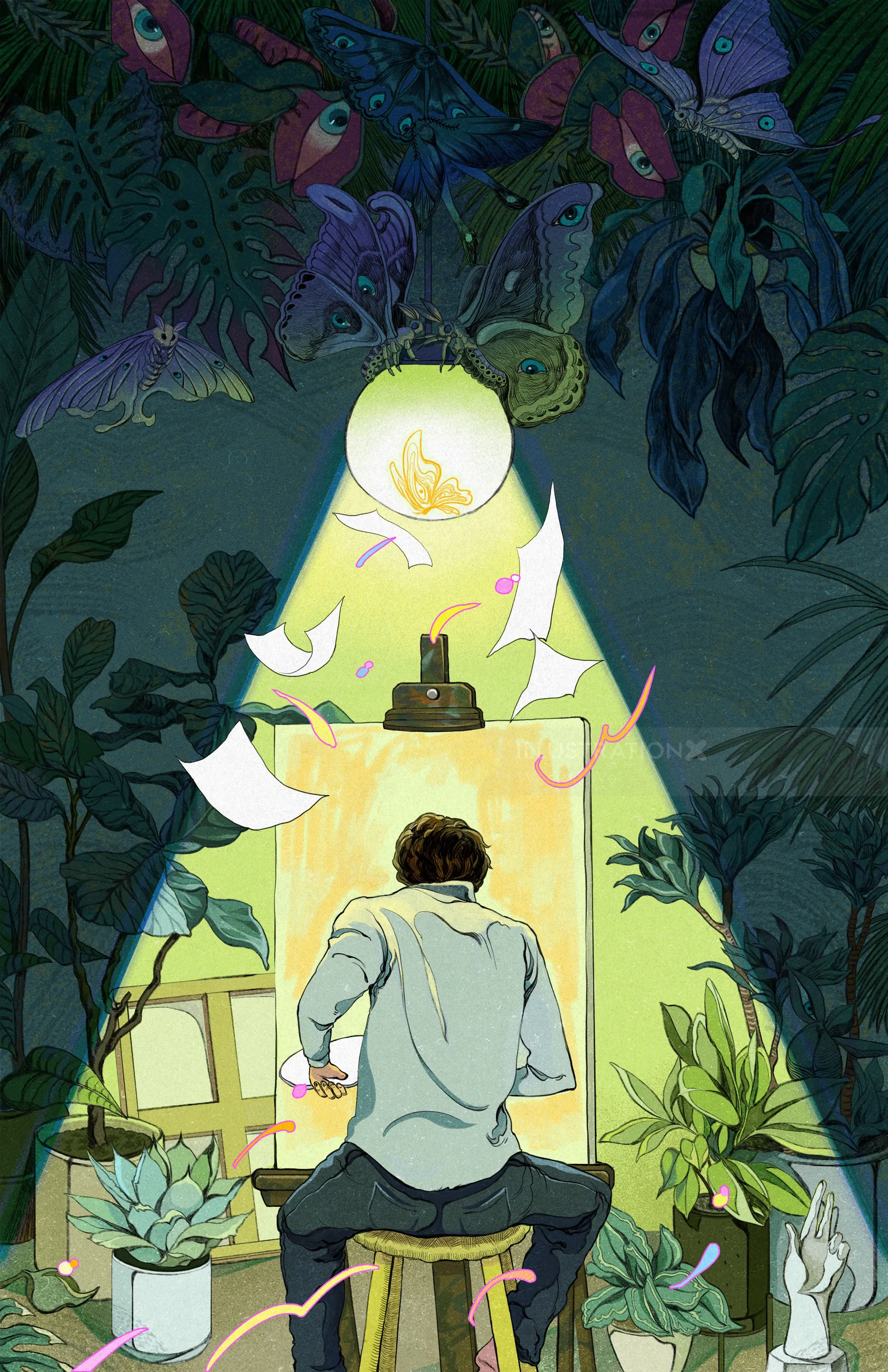 Digital painting titled "Drawing is My Shelter"