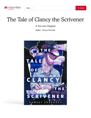 Ilustração da capa do livro &quot;The Tale of Clancy the Scrivener&quot;