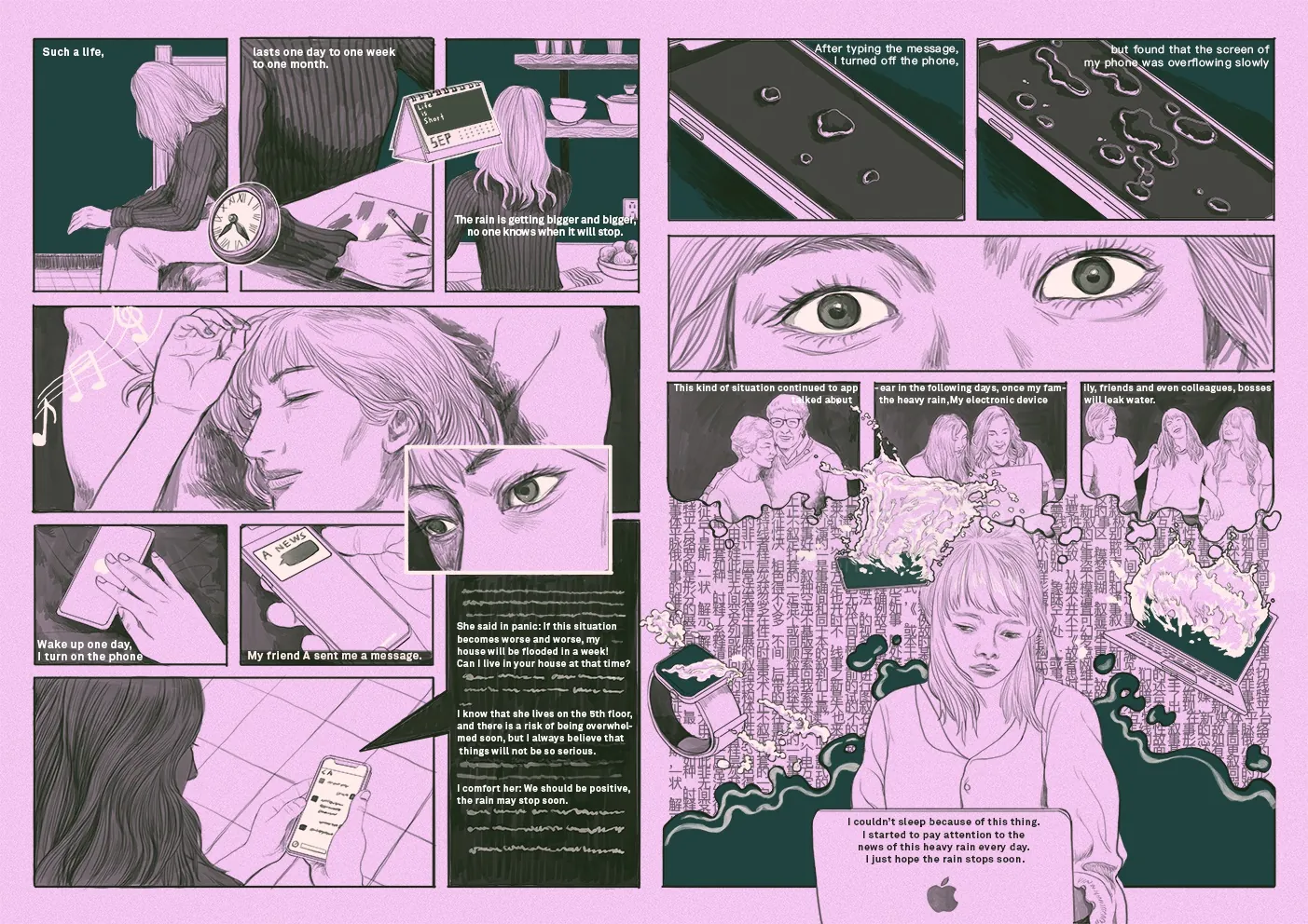 Comic panels depicting a person reflecting during the Covid pandemic