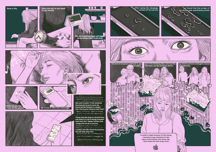 Comic panels depicting a person reflecting during the Covid pandemic