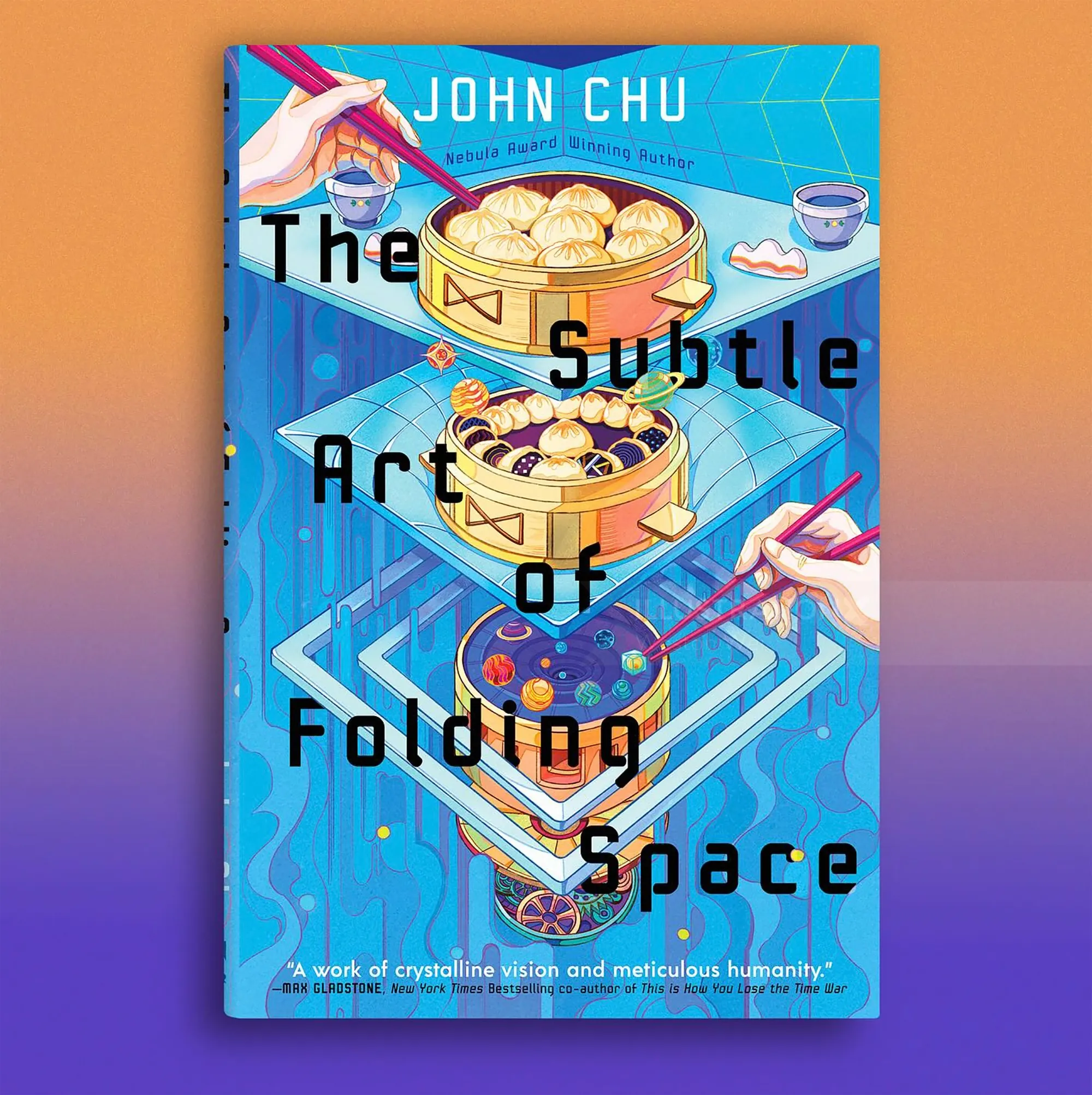 Book cover for The Subtle Art of Folding Space with steamer baskets and food