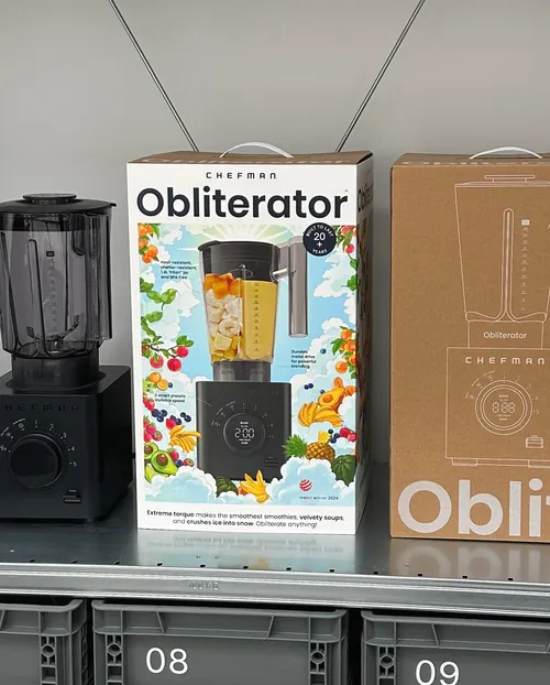 Pitch packaging design for Chefman Obliterator blender by Weston Wei