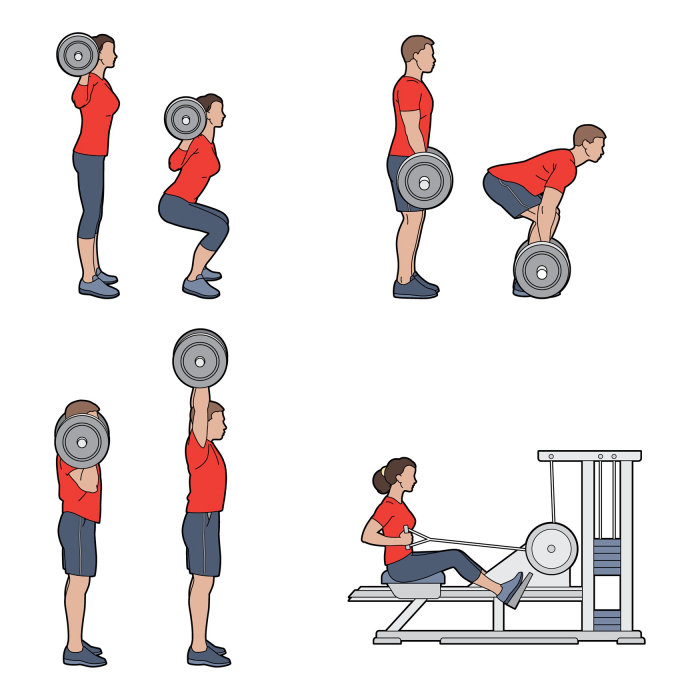 Vector art of people workout in gym