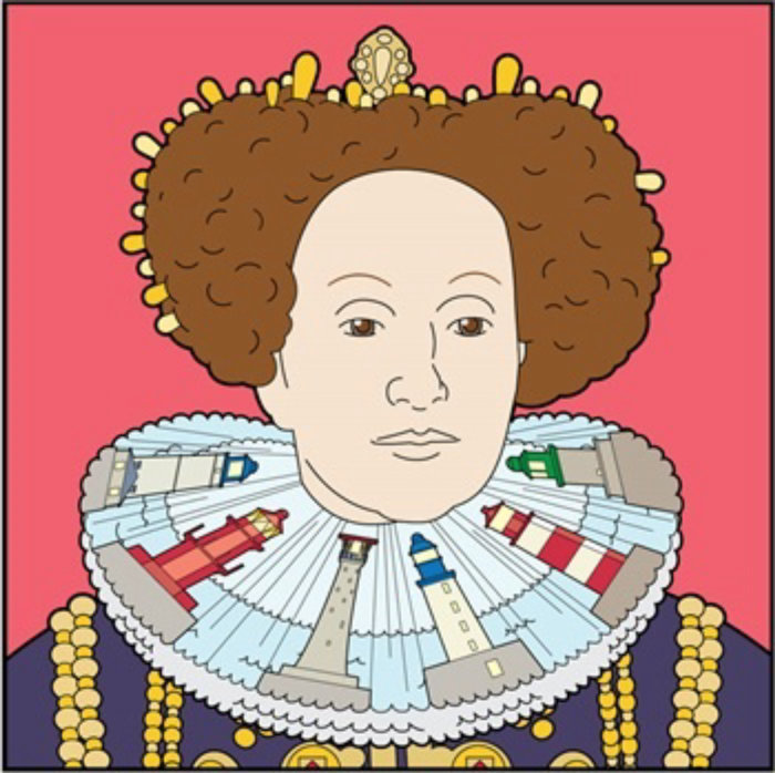 Infographic portrait of English queen