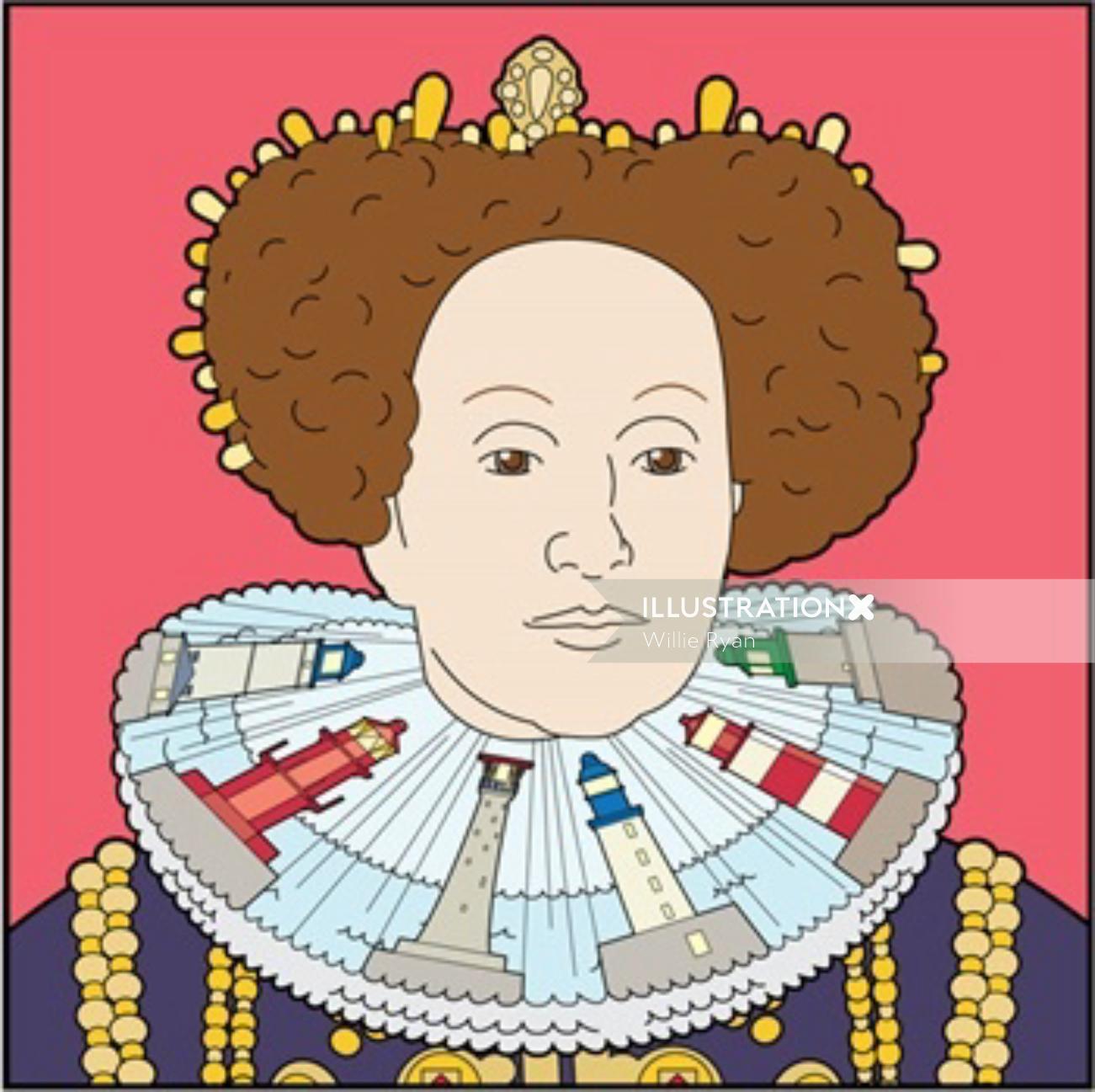 イギリスの女王のインフォグラフィックの肖像画