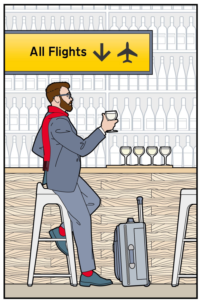 airport, bar, wine, tasting, departure, lounge, traveller, travel