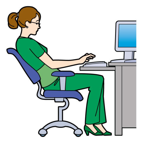 Ilustración infográfica de mujer sentada en el escritorio de la computadora
