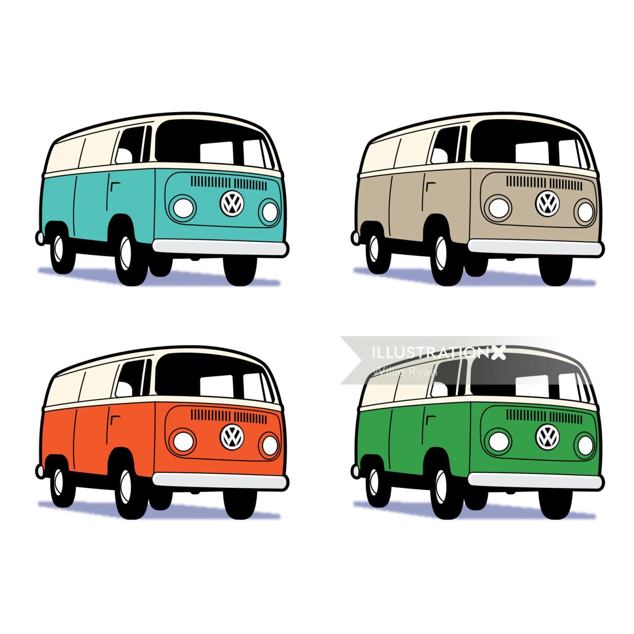 Dessins emblématiques pour camping-car Volkswagen