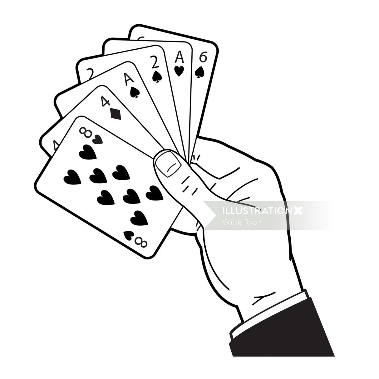 Illustration en noir et blanc de Magic Hands