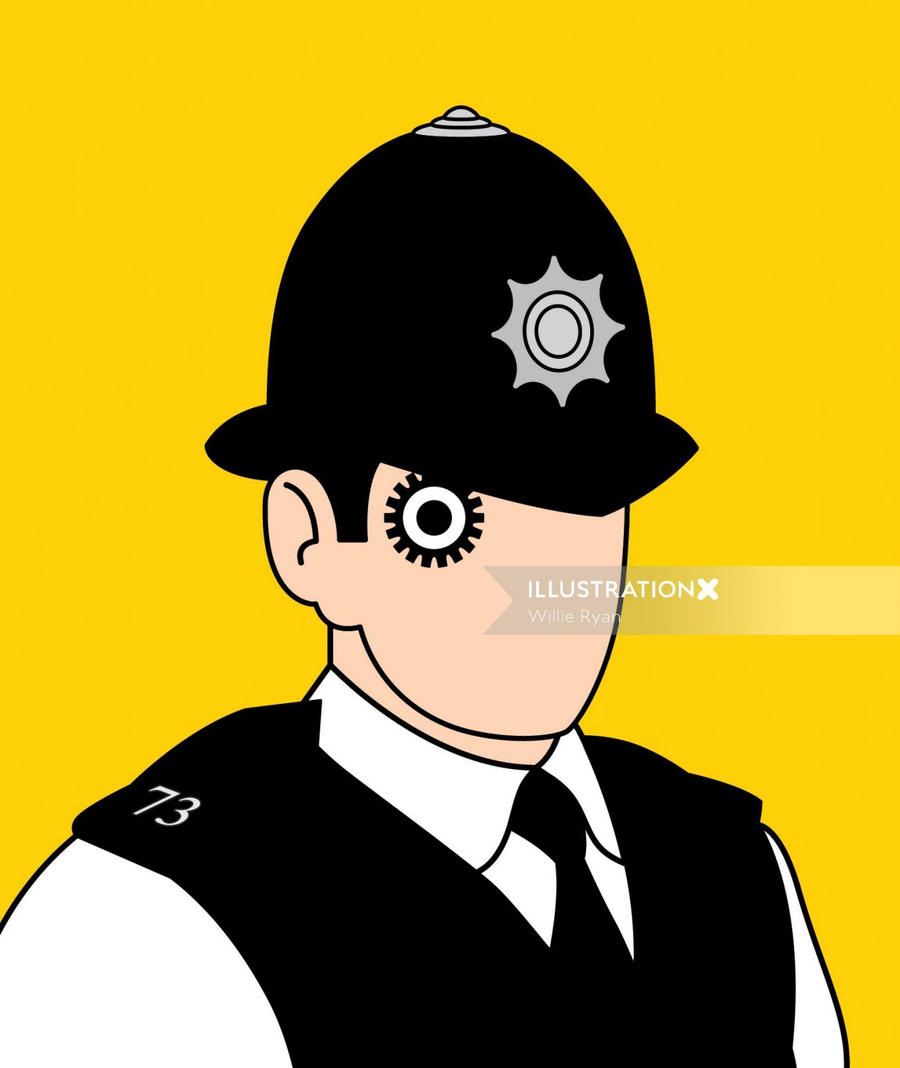 警察の肖像画デジタルベクトル通信