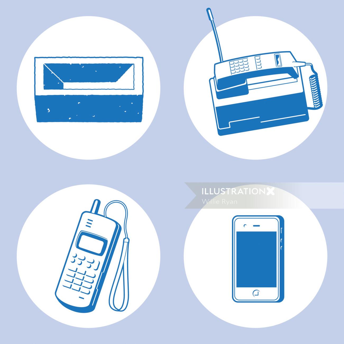 Evolution of the mobile phone vector art