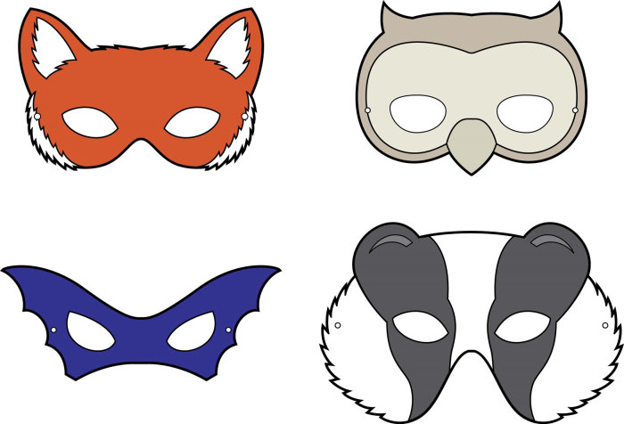 Children's book illustration of animal masks