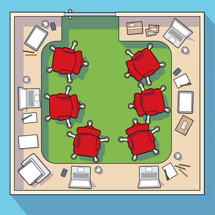 Aerial view of office seating vector illustration