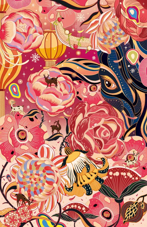 Colorful floral and abstract pattern artwork by Yixin Zeng