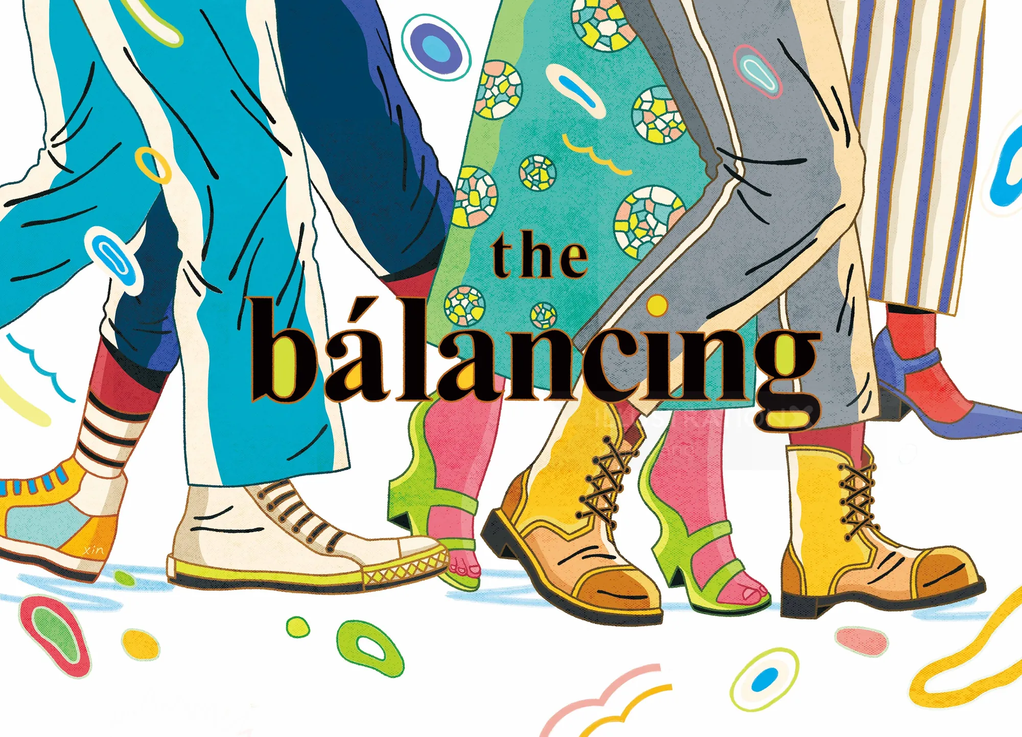 Colorful shoes and legs illustration by Yixin Zeng