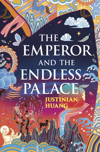 Colorful book cover illustration with clouds, waves, and patterns for The Emperor and the Endless Pa