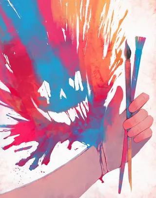 Colorful painting brushes artwork