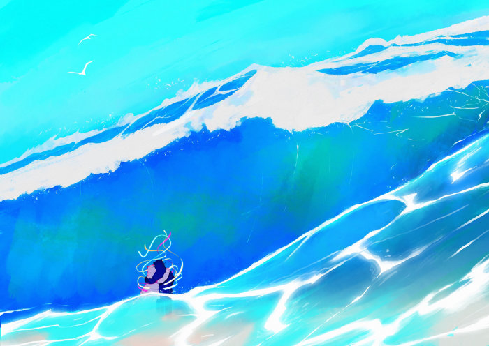 Ilustración del libro "Mi océano azul"