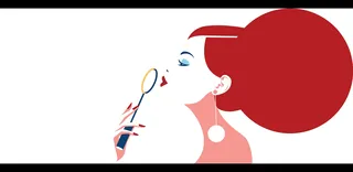 Beauty with blowing bubbles animation
