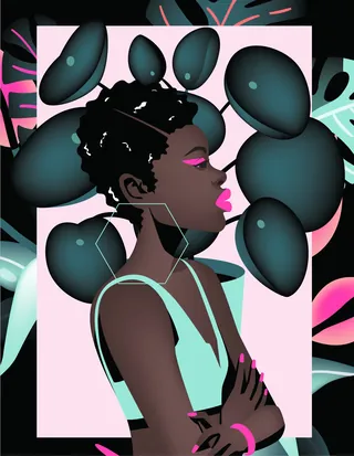 Stylized portrait of woman with balloons by Yordanka Poleganova