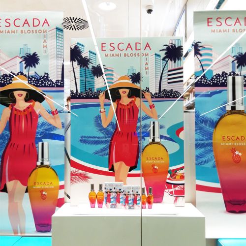 Vector illustration of women ESCADA cosmetics 