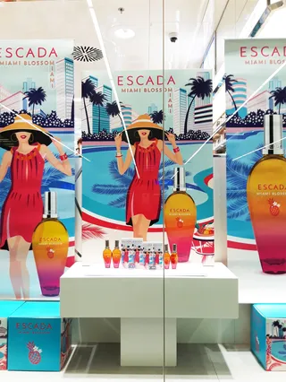 Vector illustration of women ESCADA cosmetics 