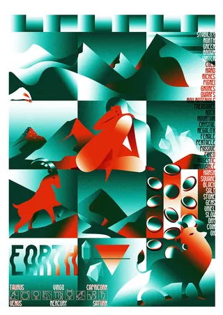 Abstract geometric shapes with animal figures by Yordanka Poleganova