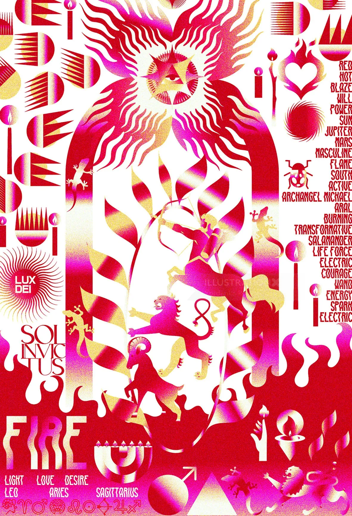 Abstract red and white geometric shapes and figures by Yordanka Poleganova